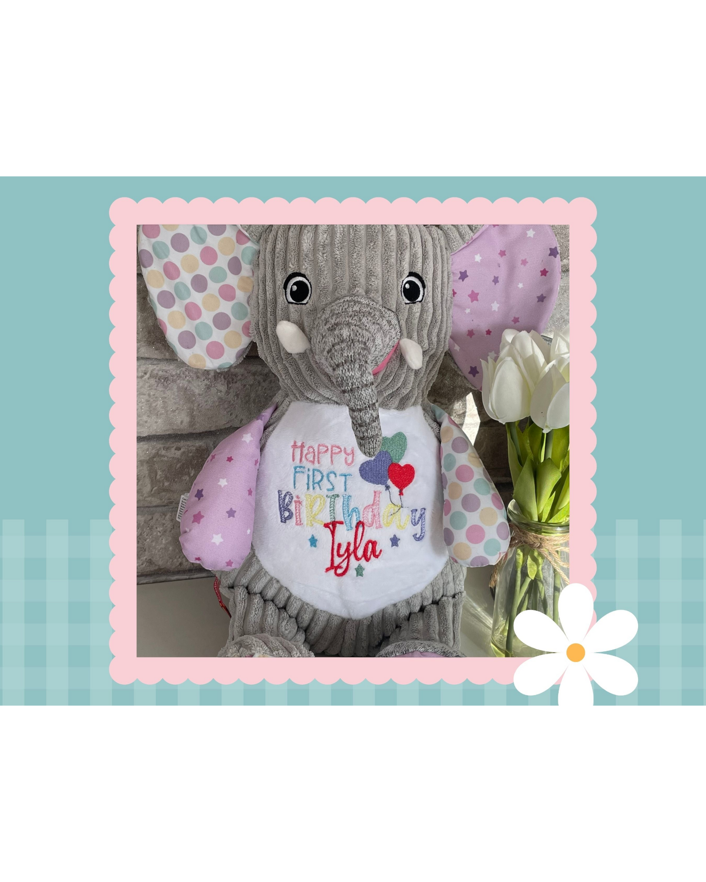 Harley Bubblegum Sensory Elephant | Official Cubbie Soft Toy | Personalised