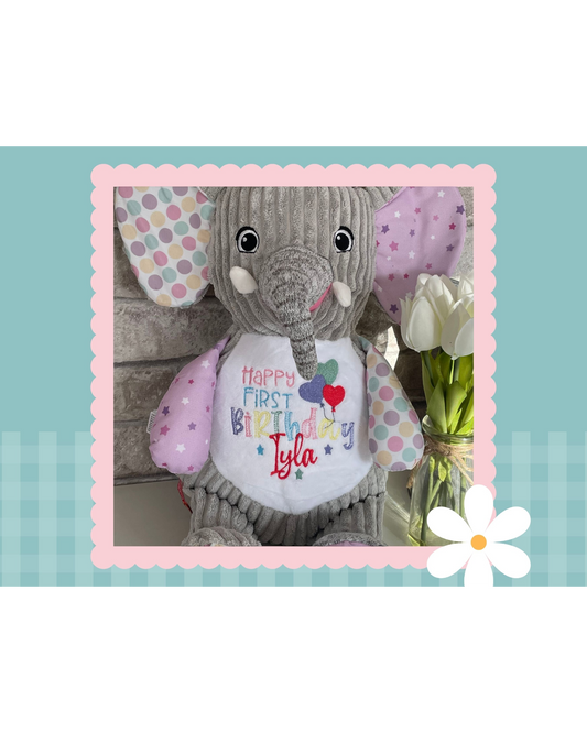 Harley Bubblegum Sensory Elephant | Official Cubbie Soft Toy | Personalised