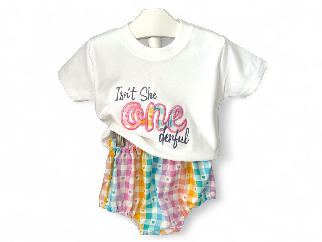 Pastel Gingham Heart Bloomers