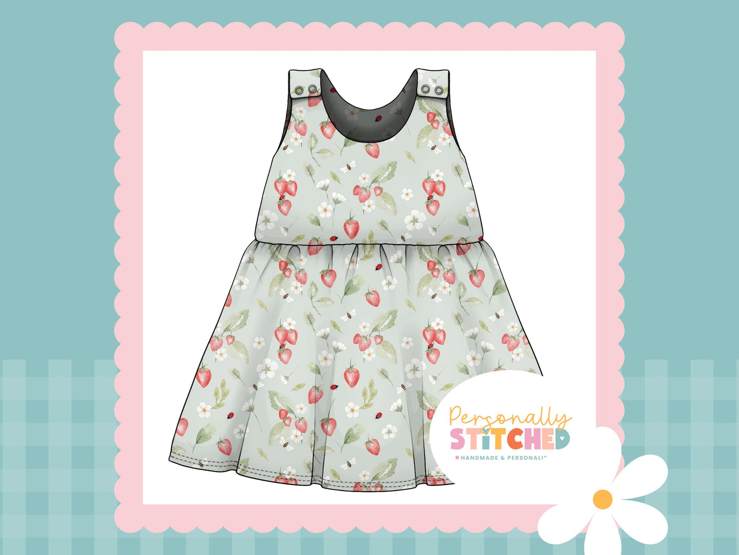 Strawberry Meadow Print French Terry Blossom Dress