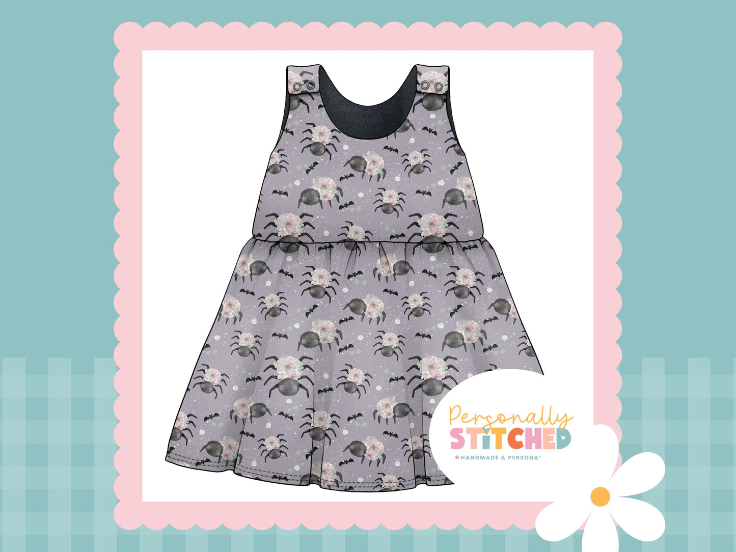 Floral Spider Print French Terry Blossom Dress