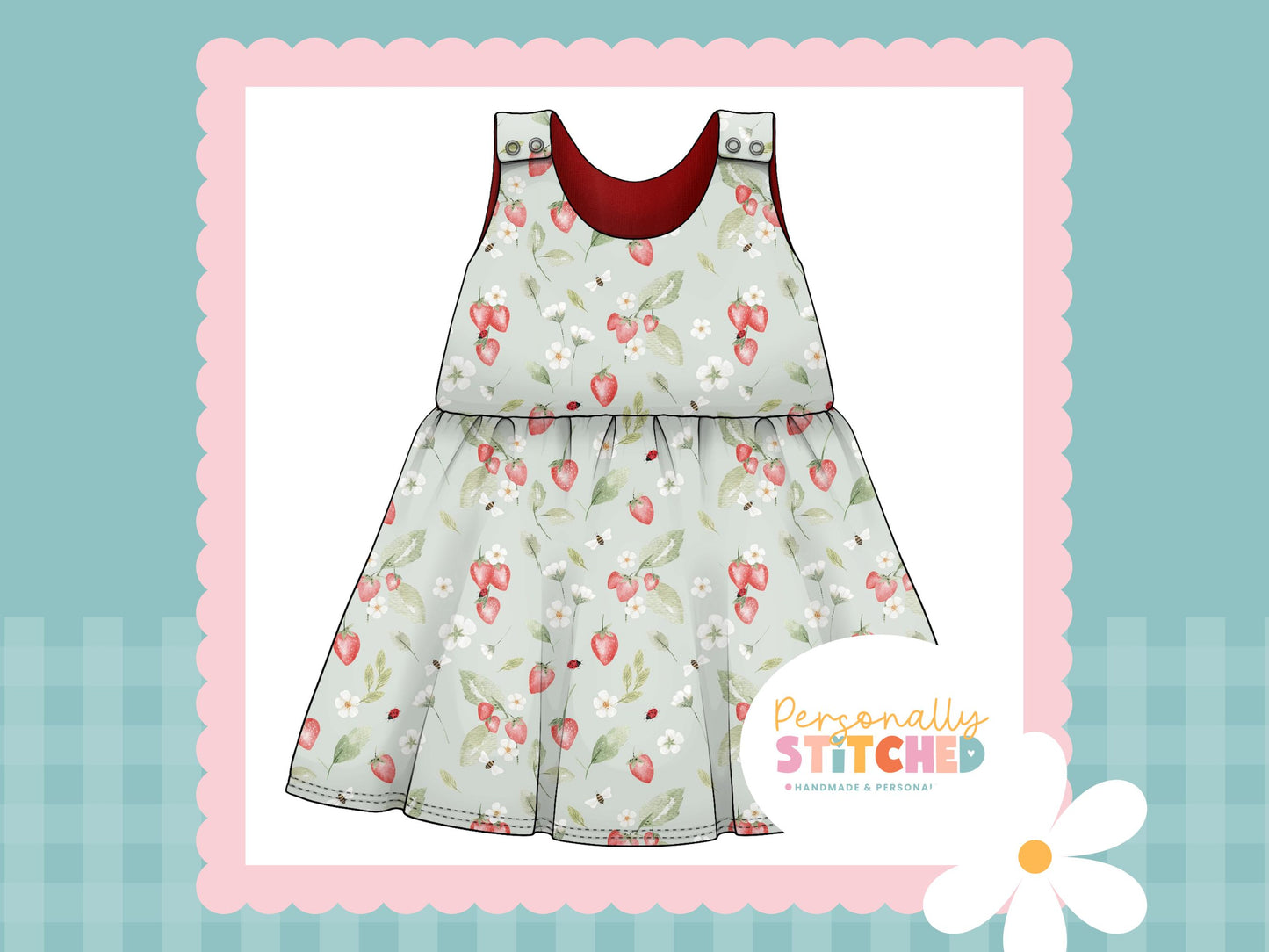 Strawberry Meadow Print French Terry Blossom Dress