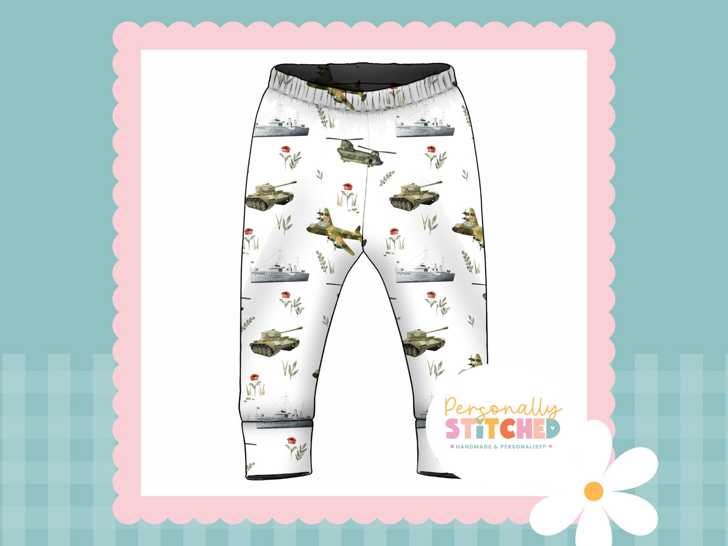 Vintage Military Print French Terry Cuff Leggings