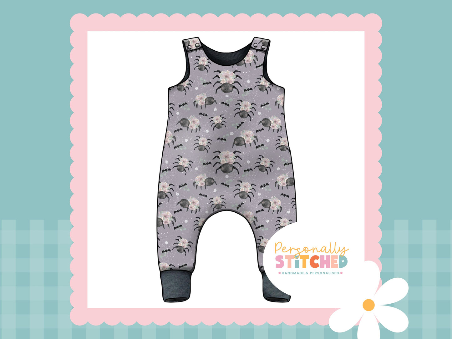Floral Spider French Terry Romper