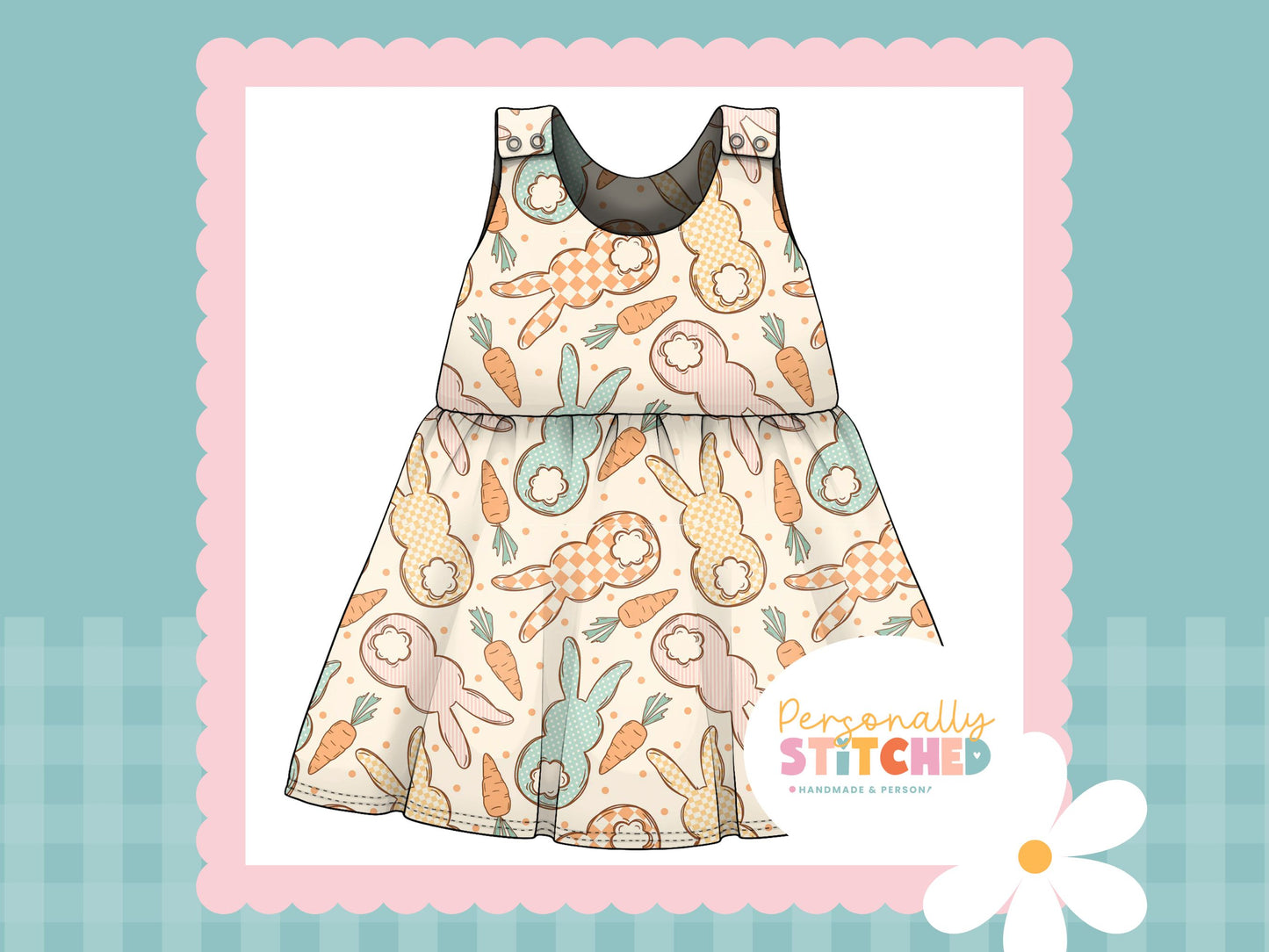 Cottage Bunnies Mint - French Terry Blossom Dress