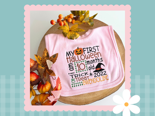 My First Halloween Personalised Bib | Embroidered