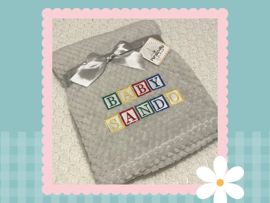 Personalised Baby Blocks Blanket | Embroidered