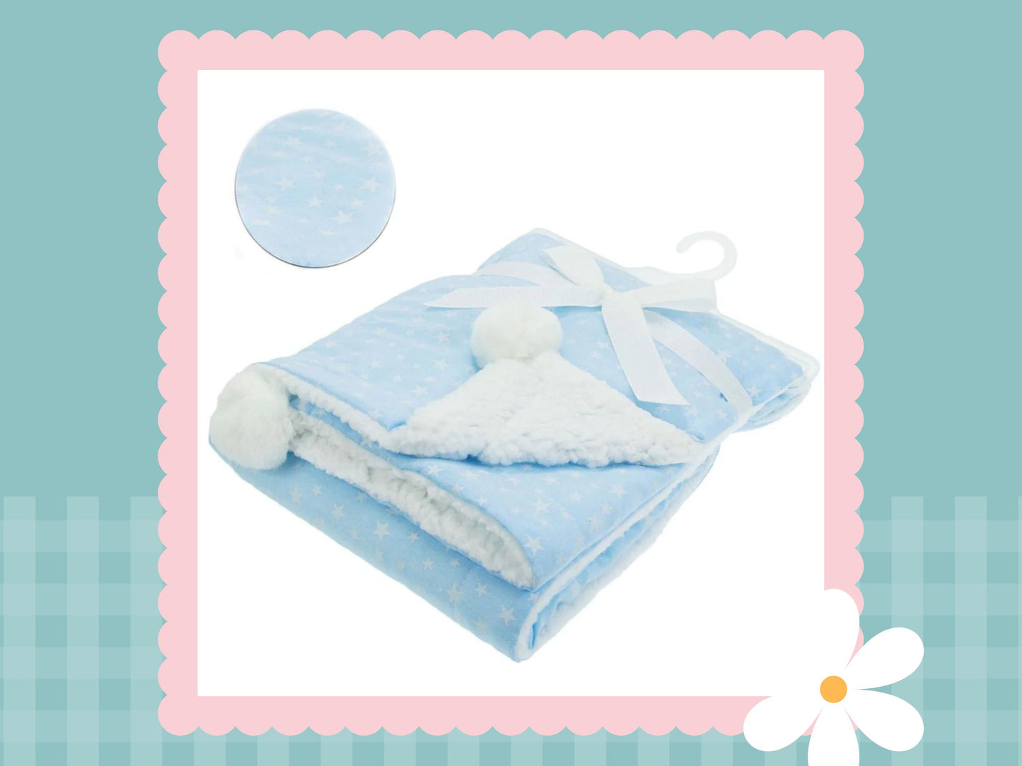 Blue & White Star Print Baby Blanket | Soft Cotton Nursery Blanket | Clearance