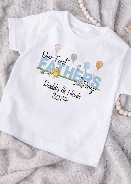 Our First Fathers Day T-Shirt | Classic Pooh Bear | Printed