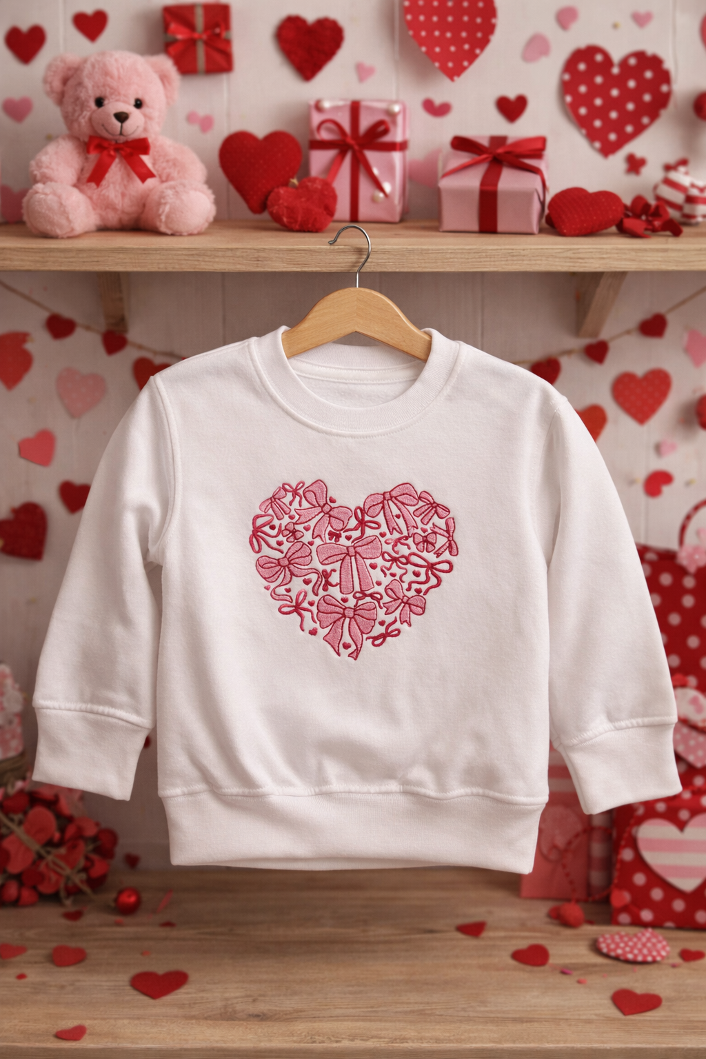 Heart Coquette Bow | Valentines Day Embroidered Sweatshirt