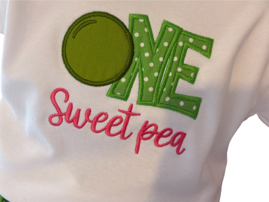 One Sweet Pea Birthday T-shirt | Embroidered