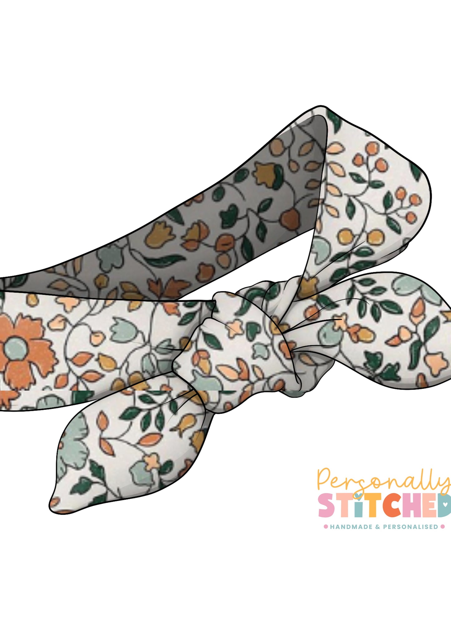 Autumn Boho Floral Organic Cotton Jersey Tiny Knot Headband