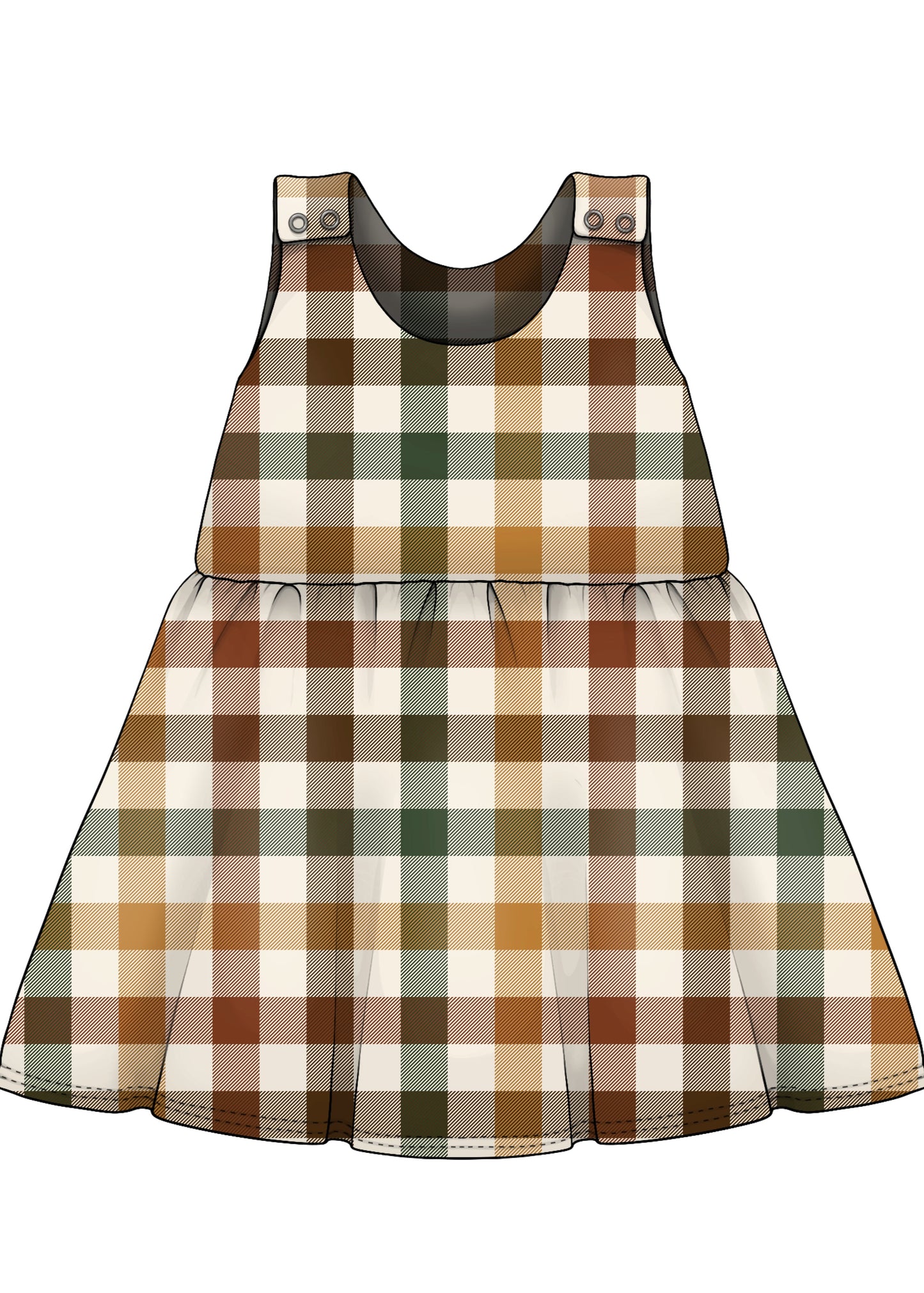 Handmade sleeveless autumn plaid organic cotton baby dress – fall toddler outfit UK
