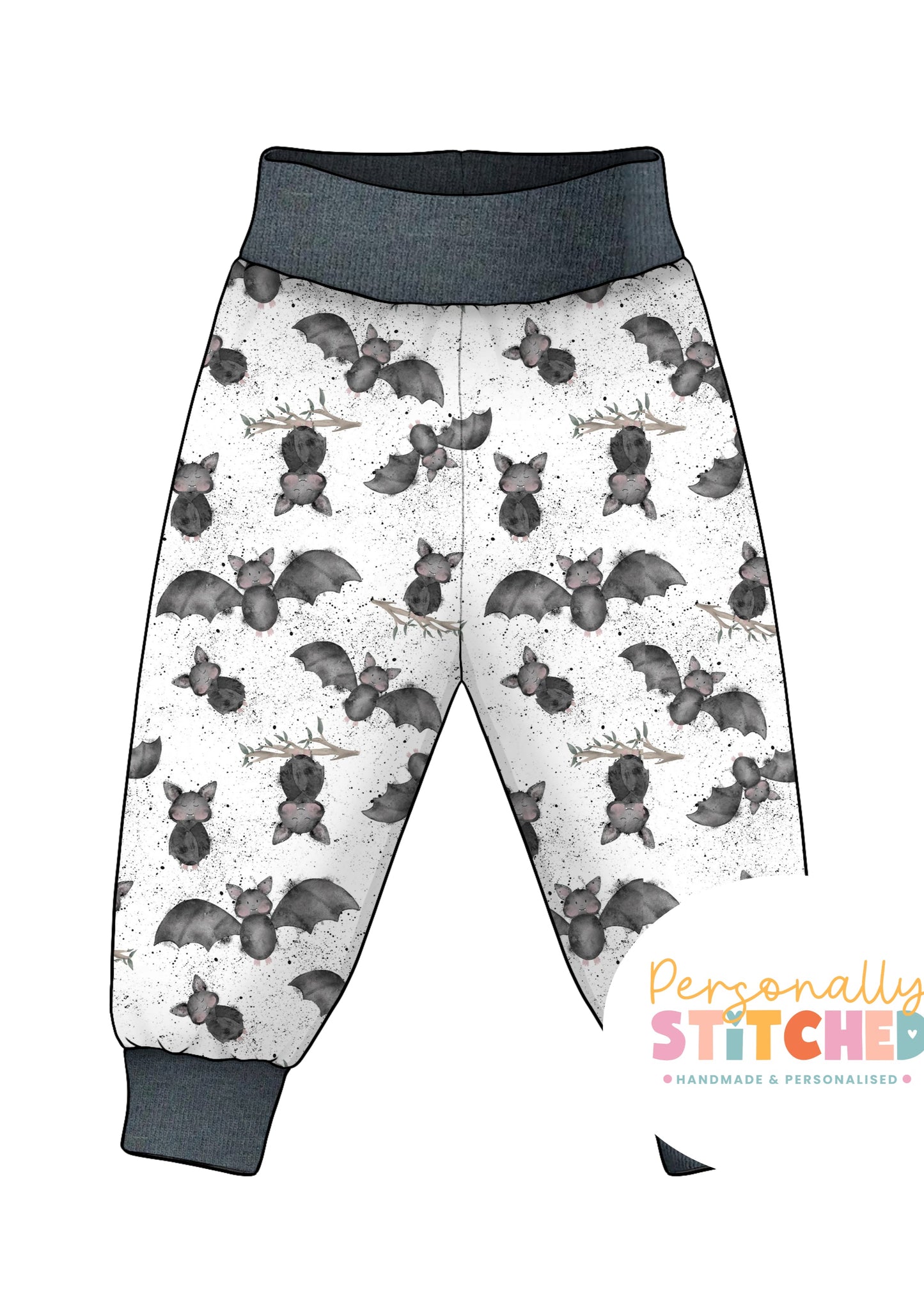 Bats Splats Print French Terry Relaxed Fit Yoga Waist & Cuff Joggers