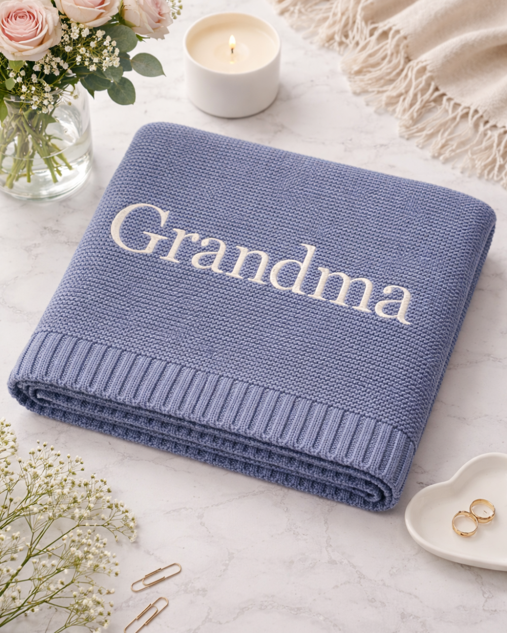 Personalised Knit Blanket | Personally Stitched Exclusive
