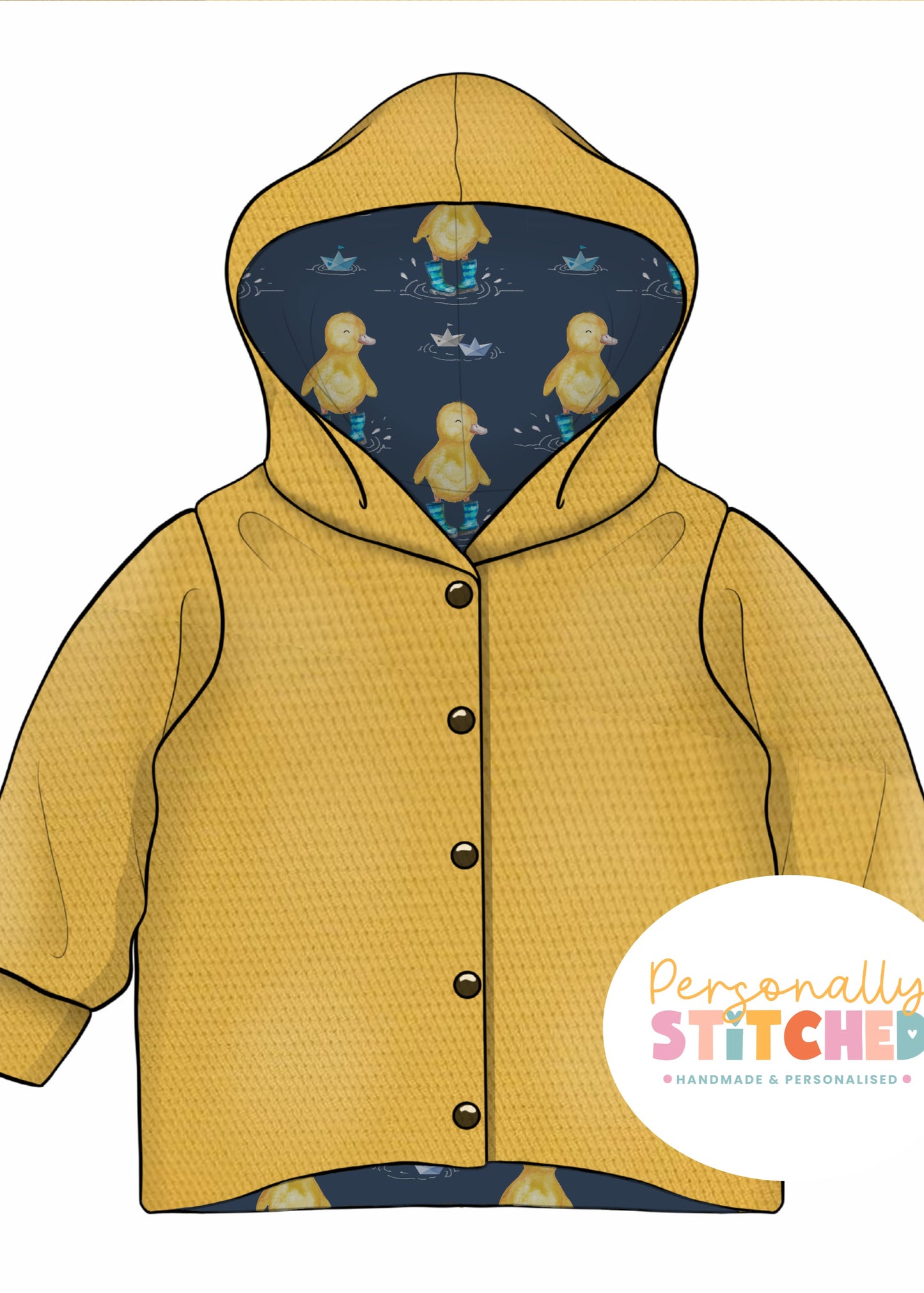 Buddy Duck & Yellow Waffle Knit Hooded Cardigan