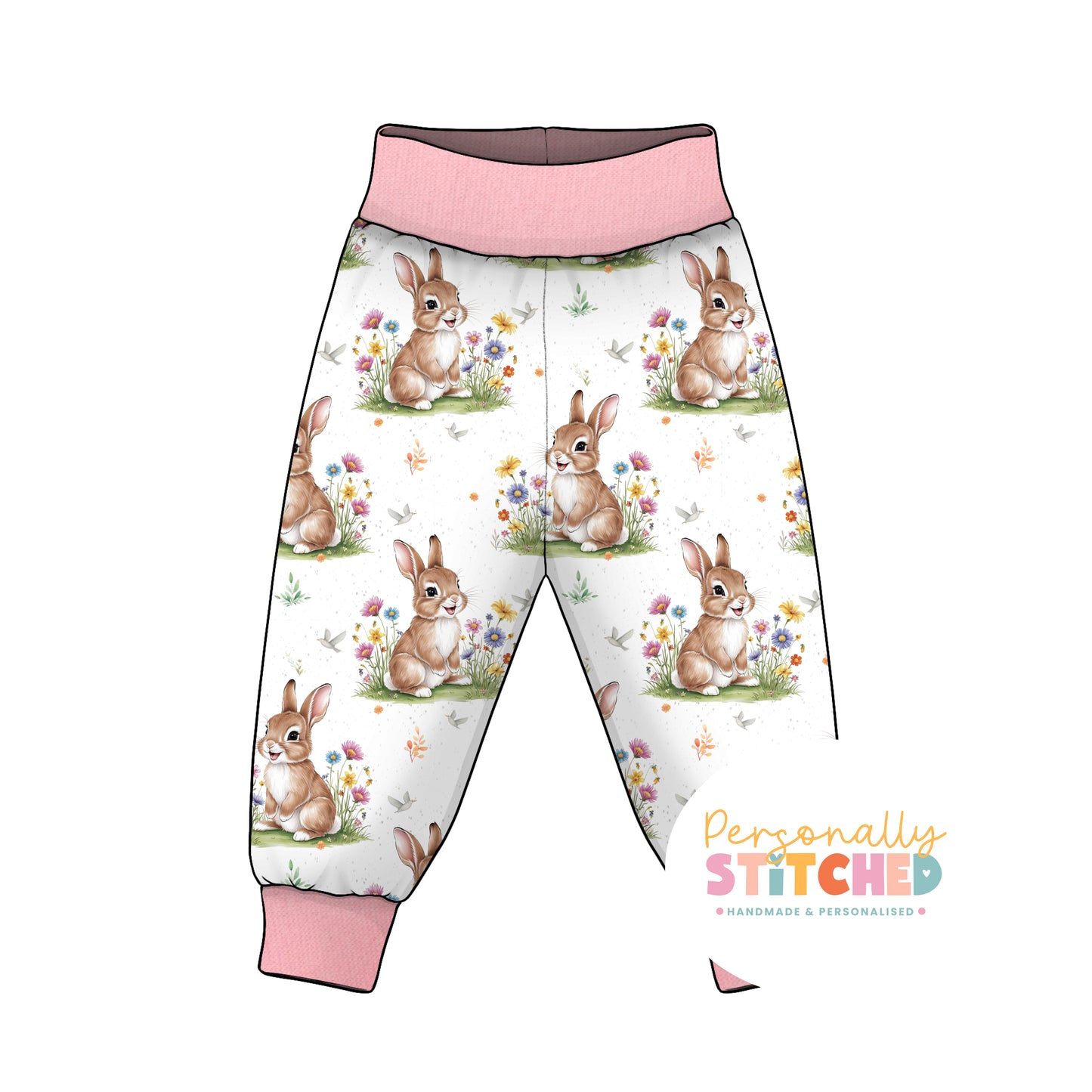 Exclusive Cutie Rabbit Organic Cotton Jersey Relaxed Fit Bottoms