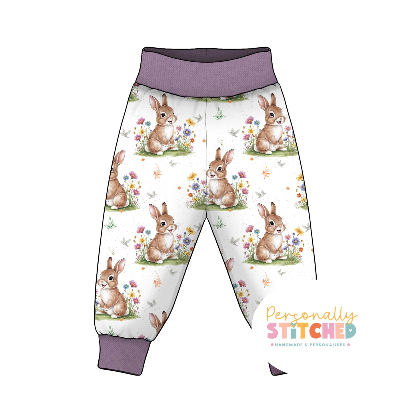 Exclusive Cutie Rabbit Organic Cotton Jersey Relaxed Fit Bottoms