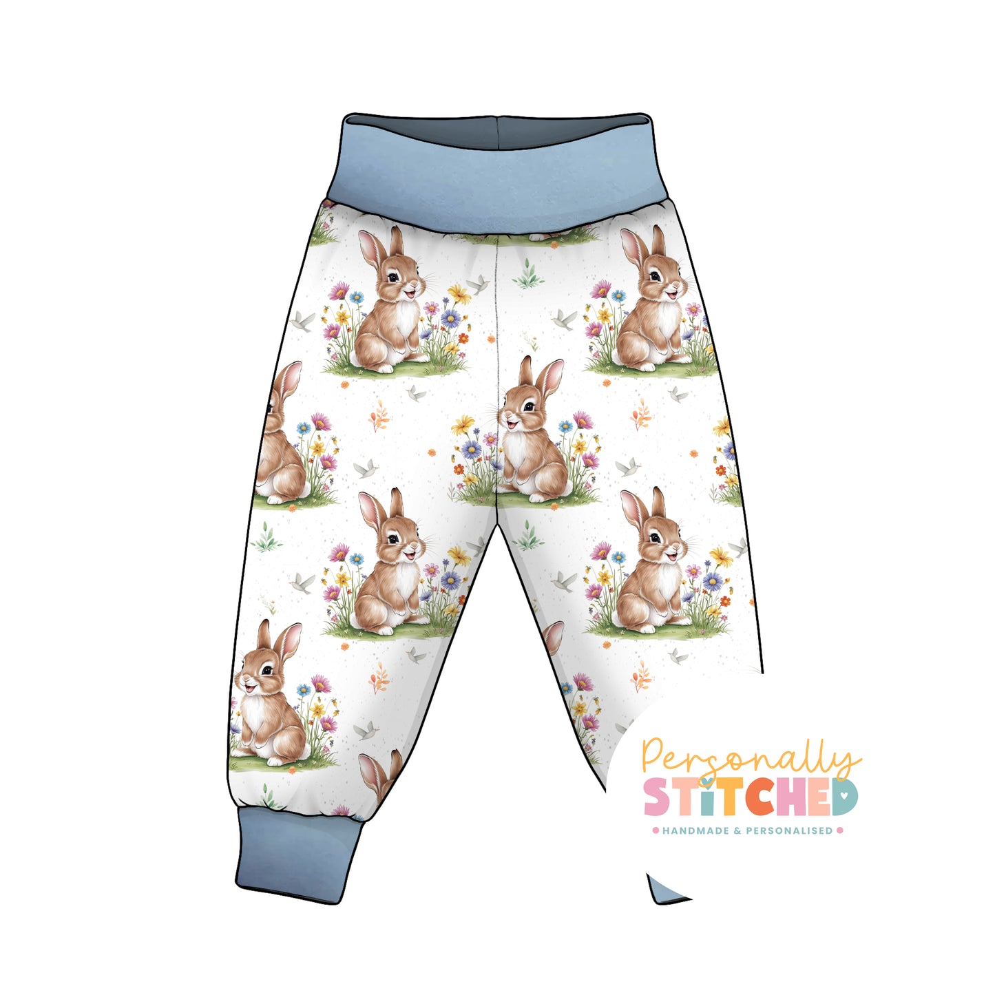 Exclusive Cutie Rabbit Organic Cotton Jersey Relaxed Fit Bottoms
