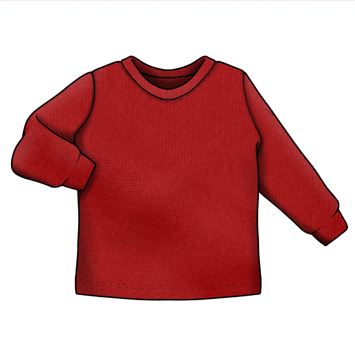 Dark Red Crew Neck Tee | Short or Long Sleeve