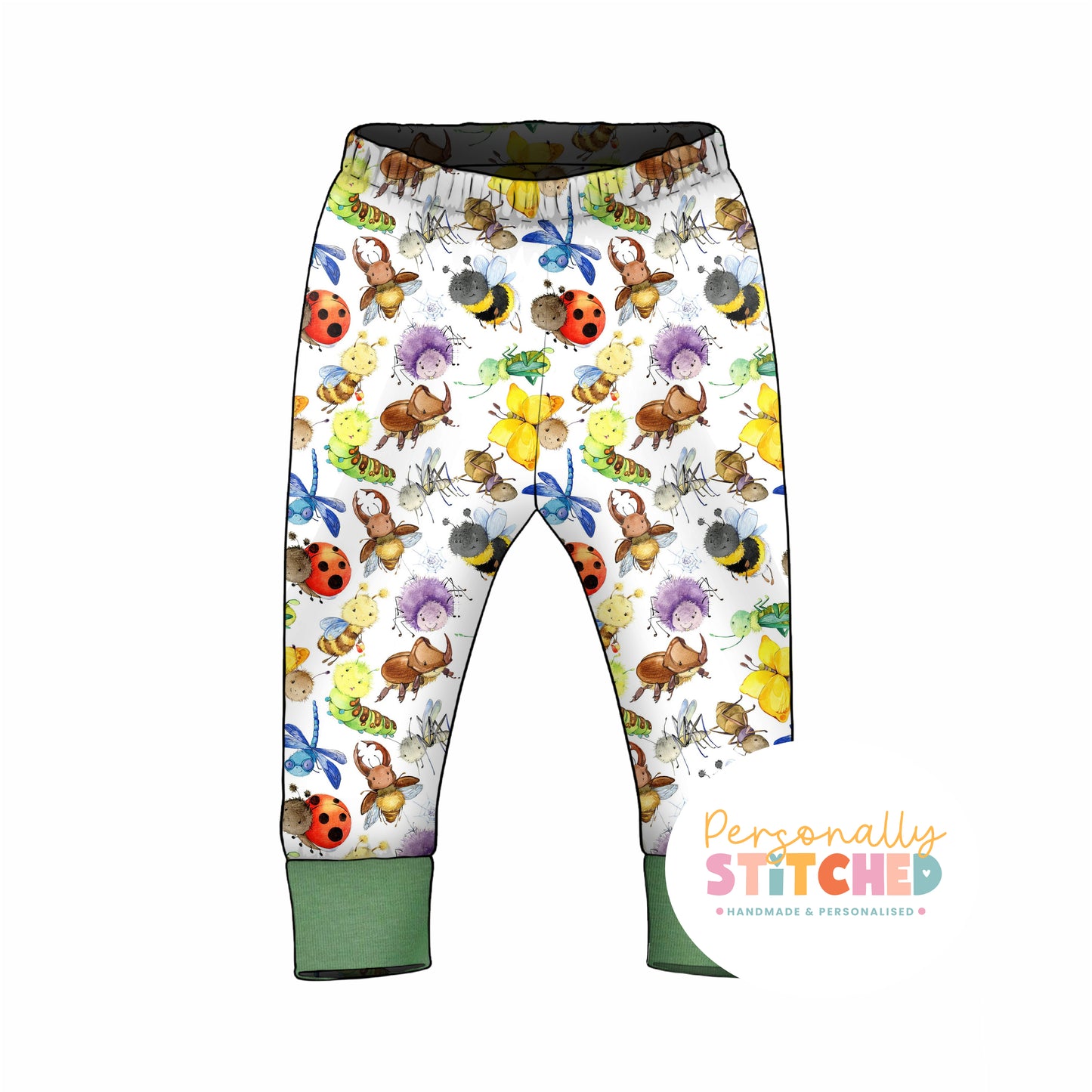 Happy Bugs Organic Cotton Jersey Cuff Leggings
