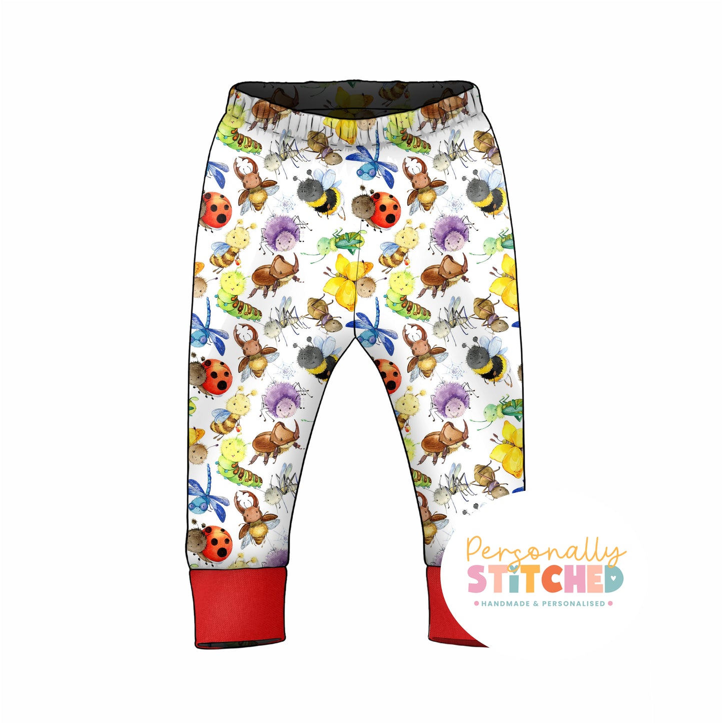 Happy Bugs Organic Cotton Jersey Cuff Leggings