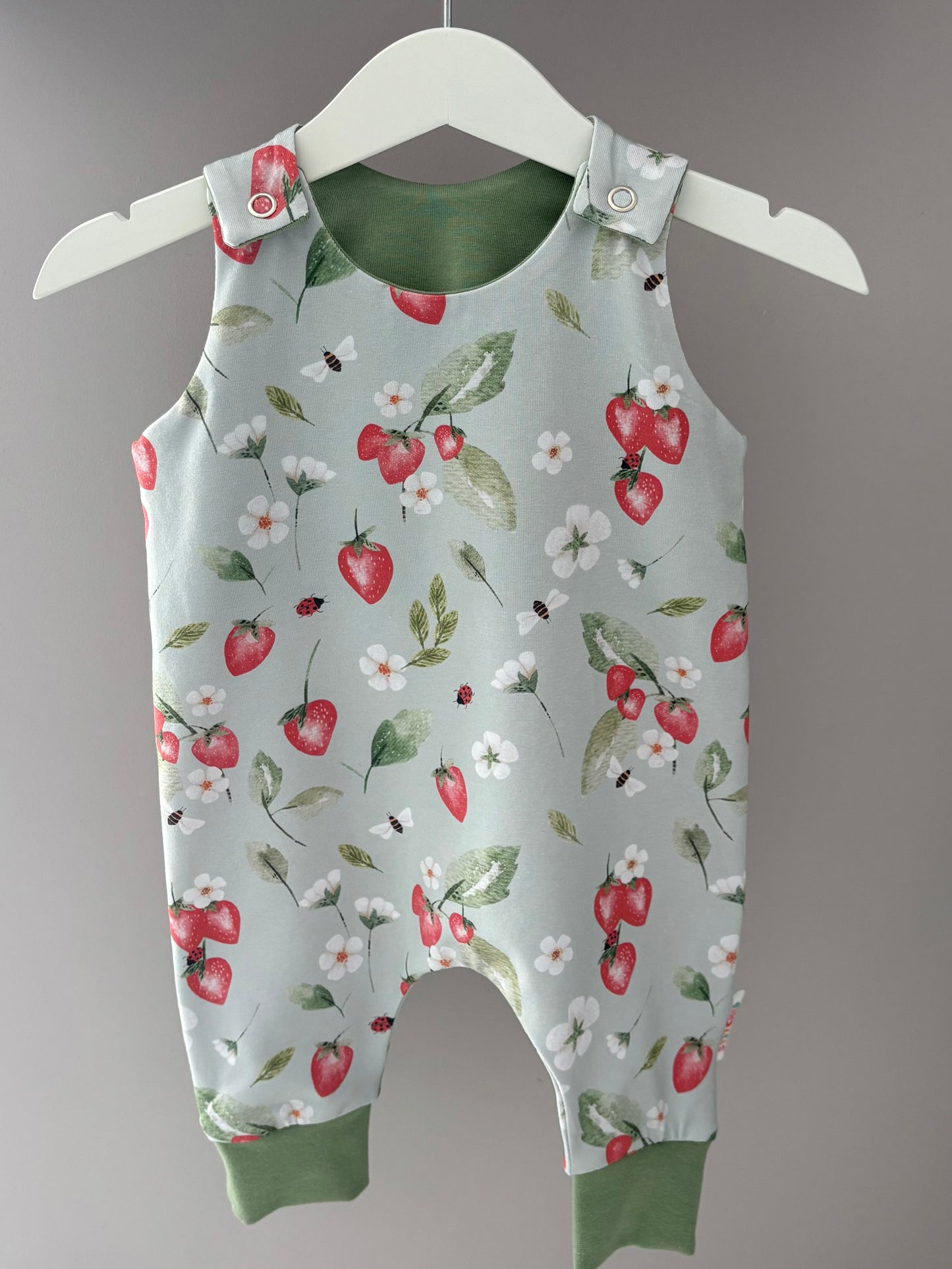0-3 Months Strawberry Meadow Organic Cotton Jersey Dungaree Romper