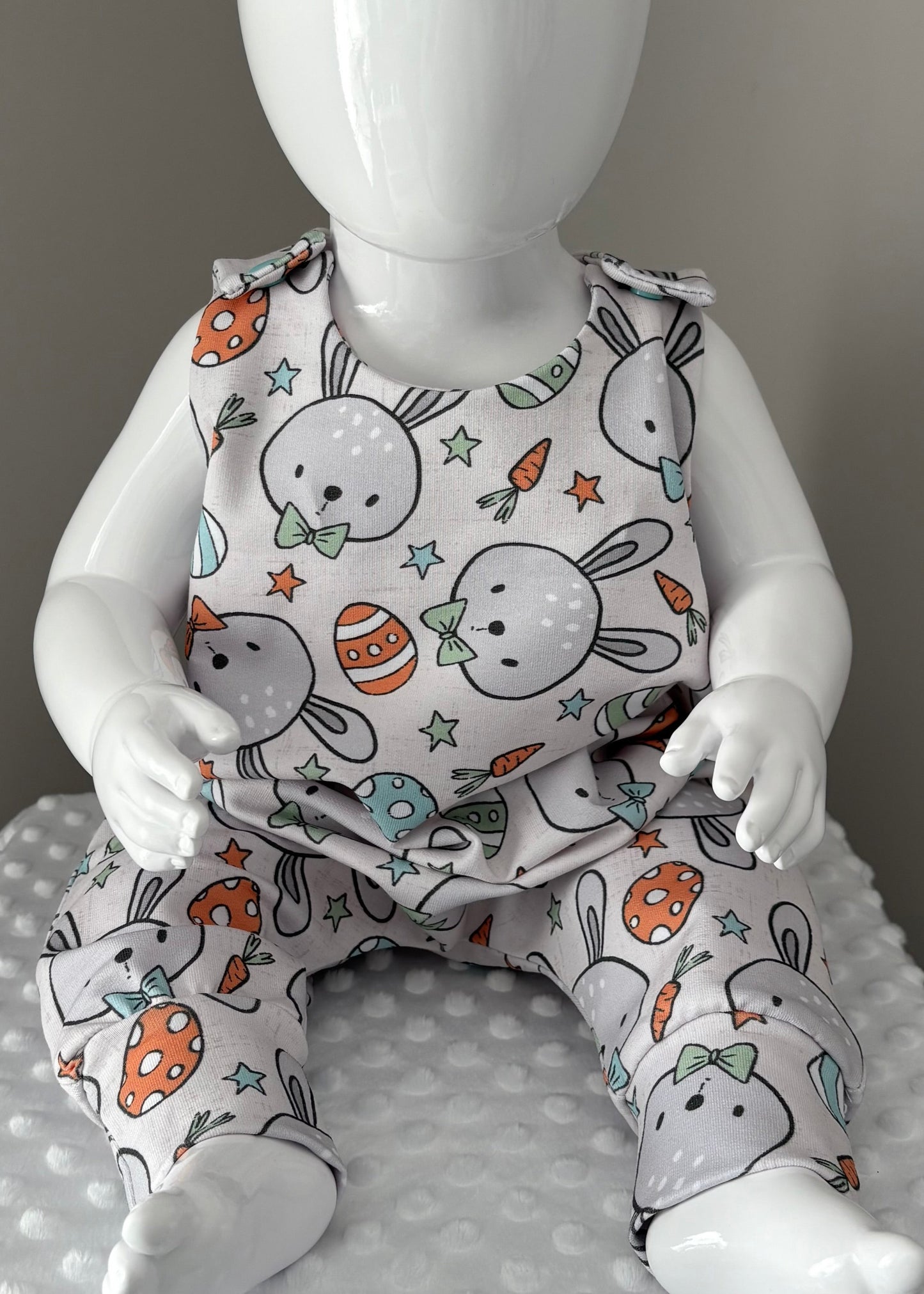 MR Bunny Print French Terry Romper