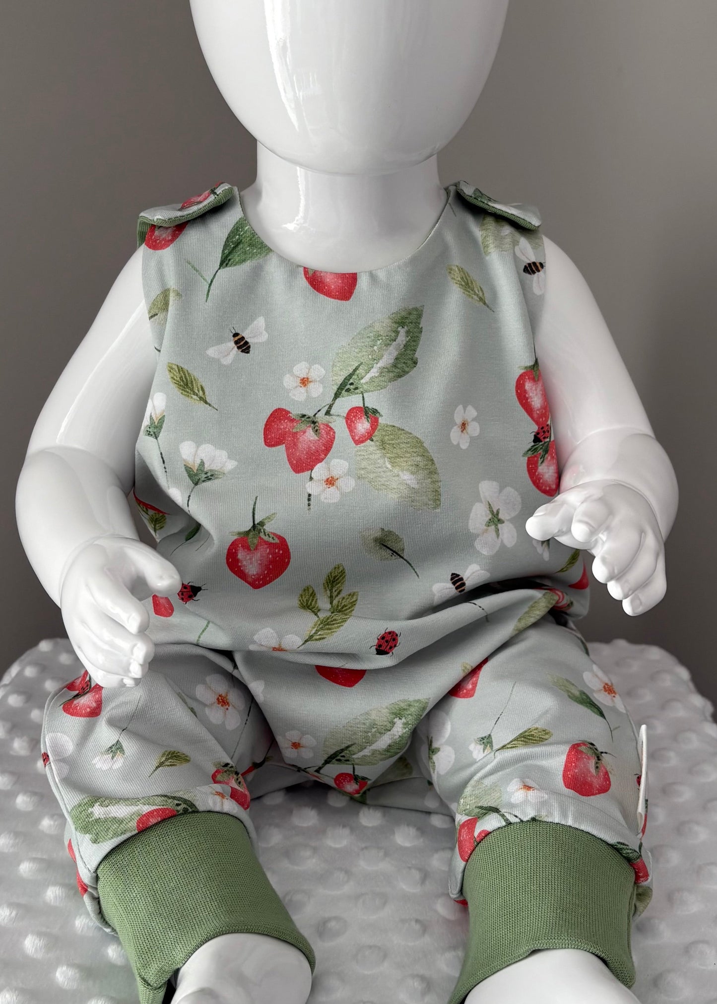 0-3 Months Strawberry Meadow Organic Cotton Jersey Dungaree Romper