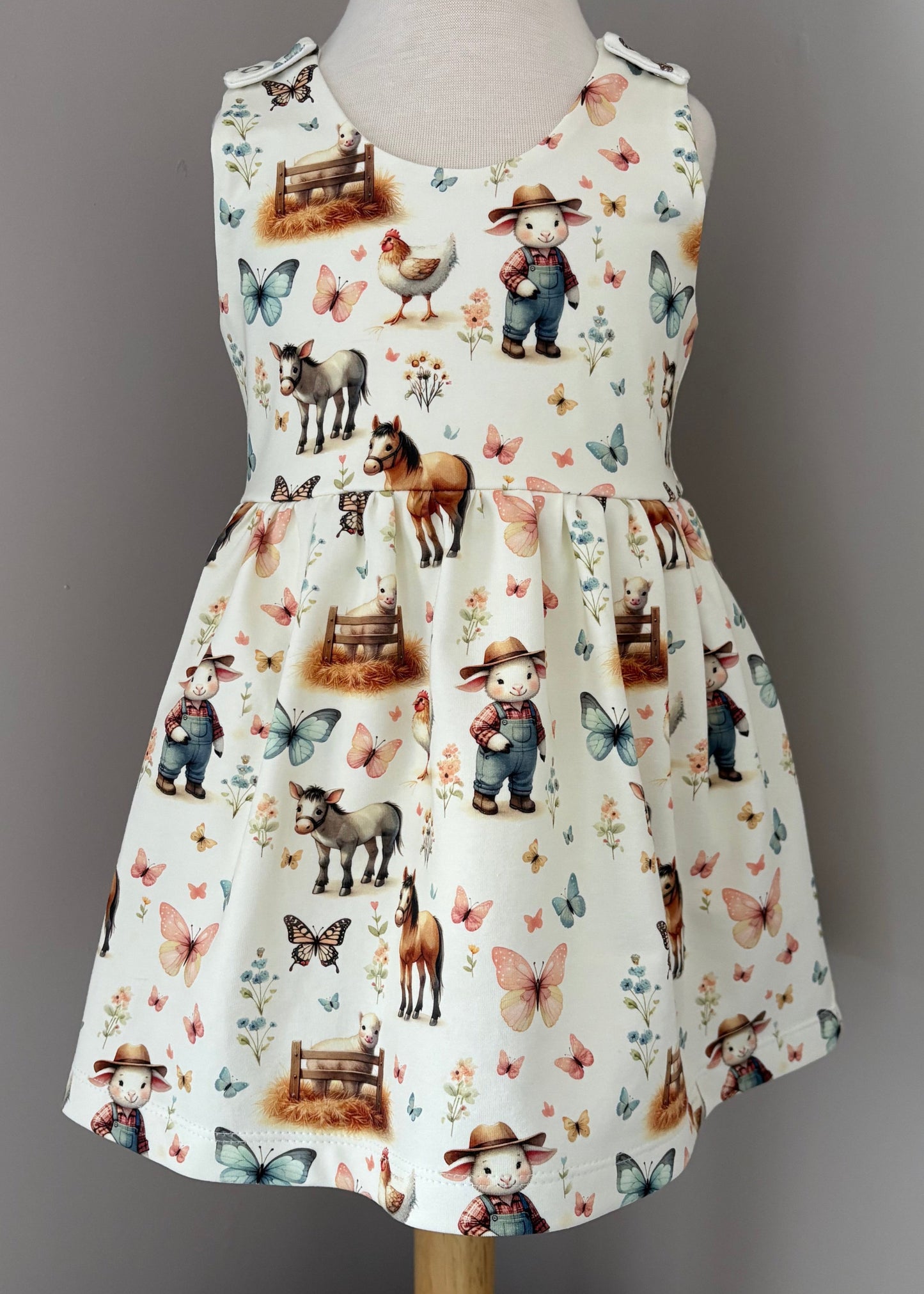 On The Farm Print Organic Jersey Blossom Dress (Handmade To Order)