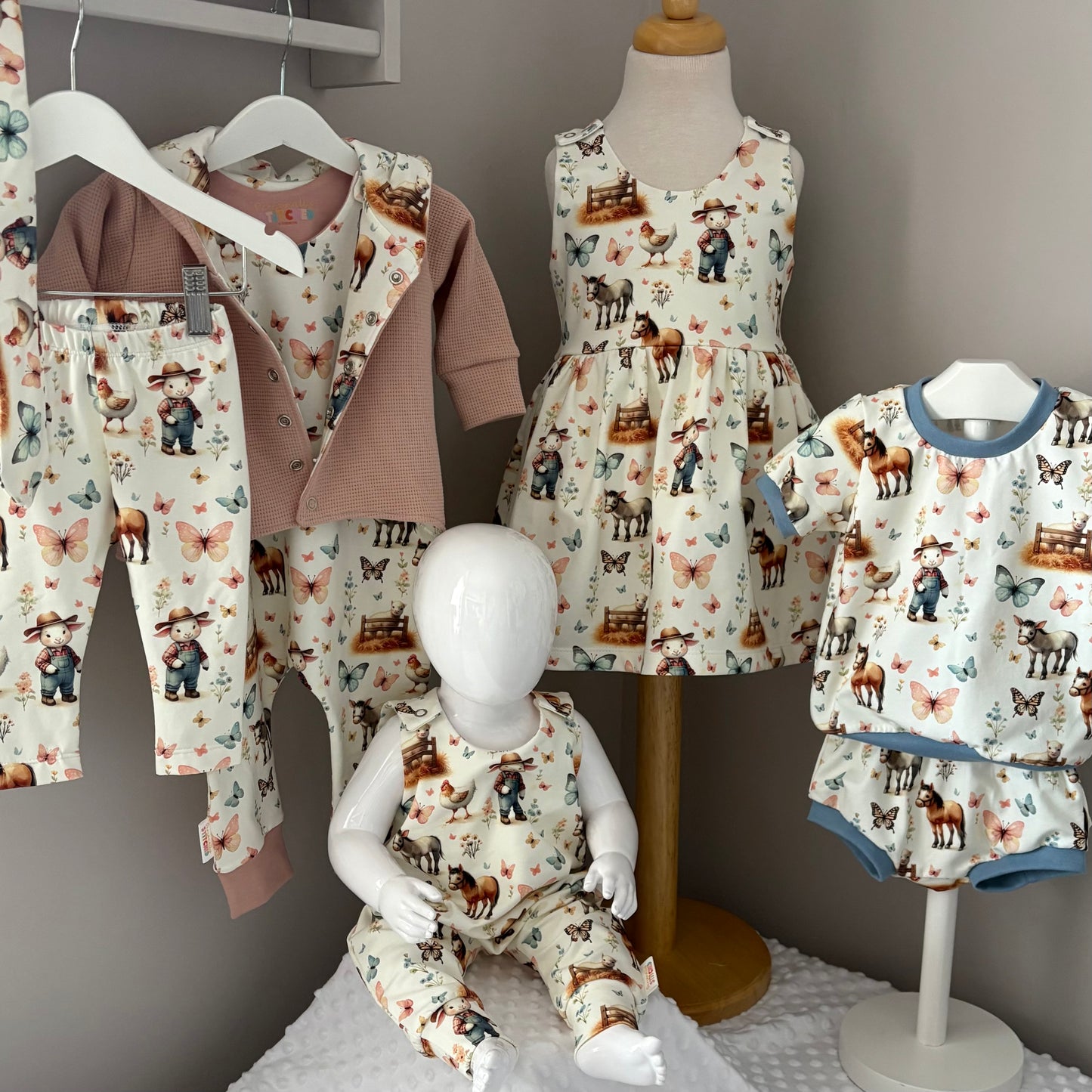 On The Farm Print Organic Jersey T-Shirt (Handmade To Order)