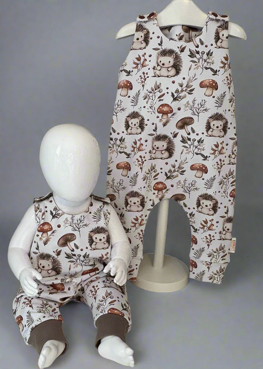 Hedgehog print romper on hanger