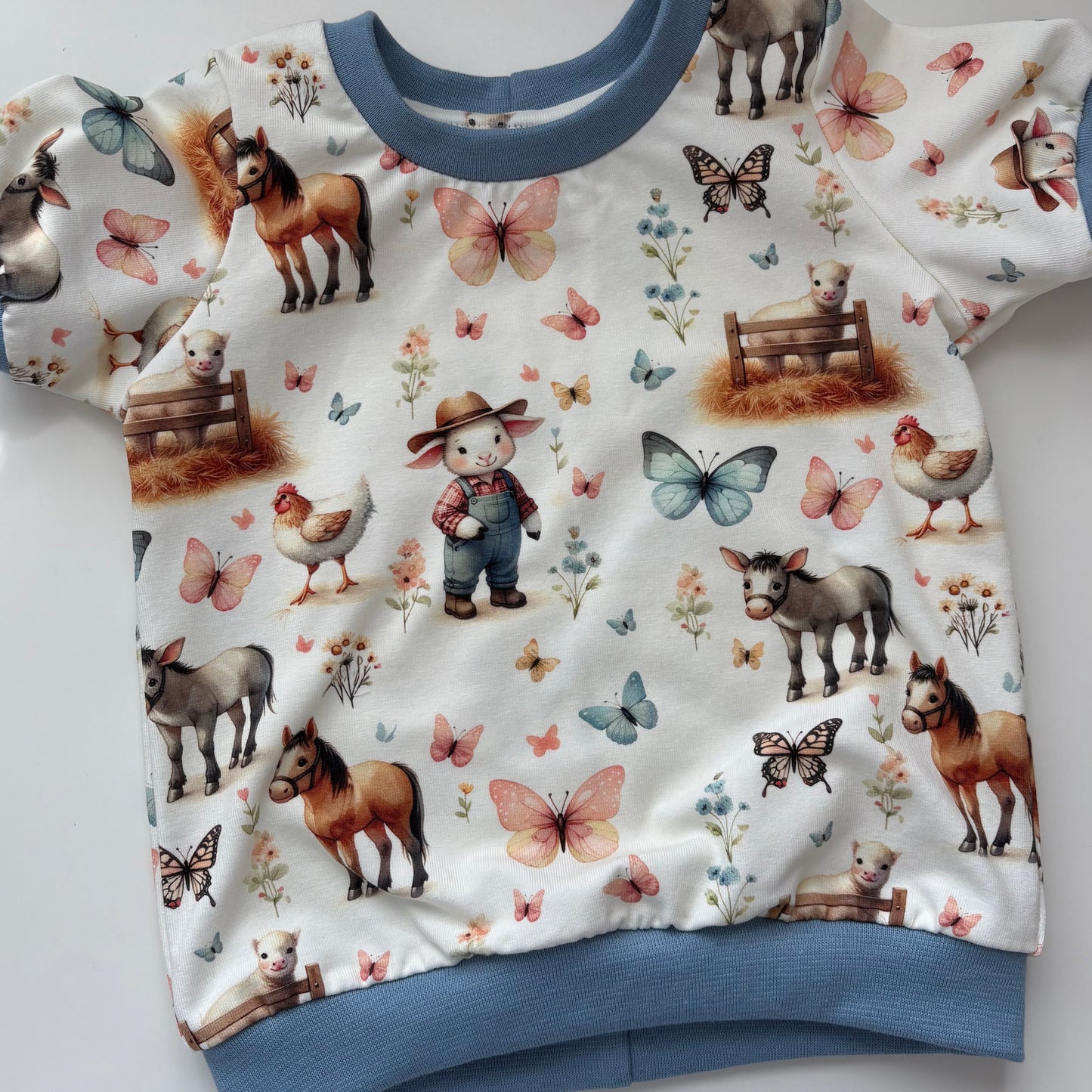 On The Farm Print Organic Jersey T-Shirt (Handmade To Order)