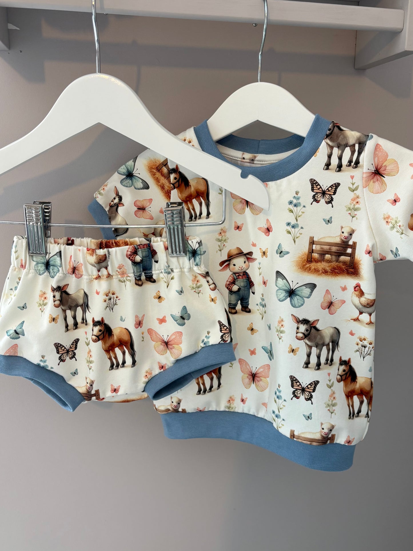 On The Farm Print Organic Jersey T-Shirt (Handmade To Order)
