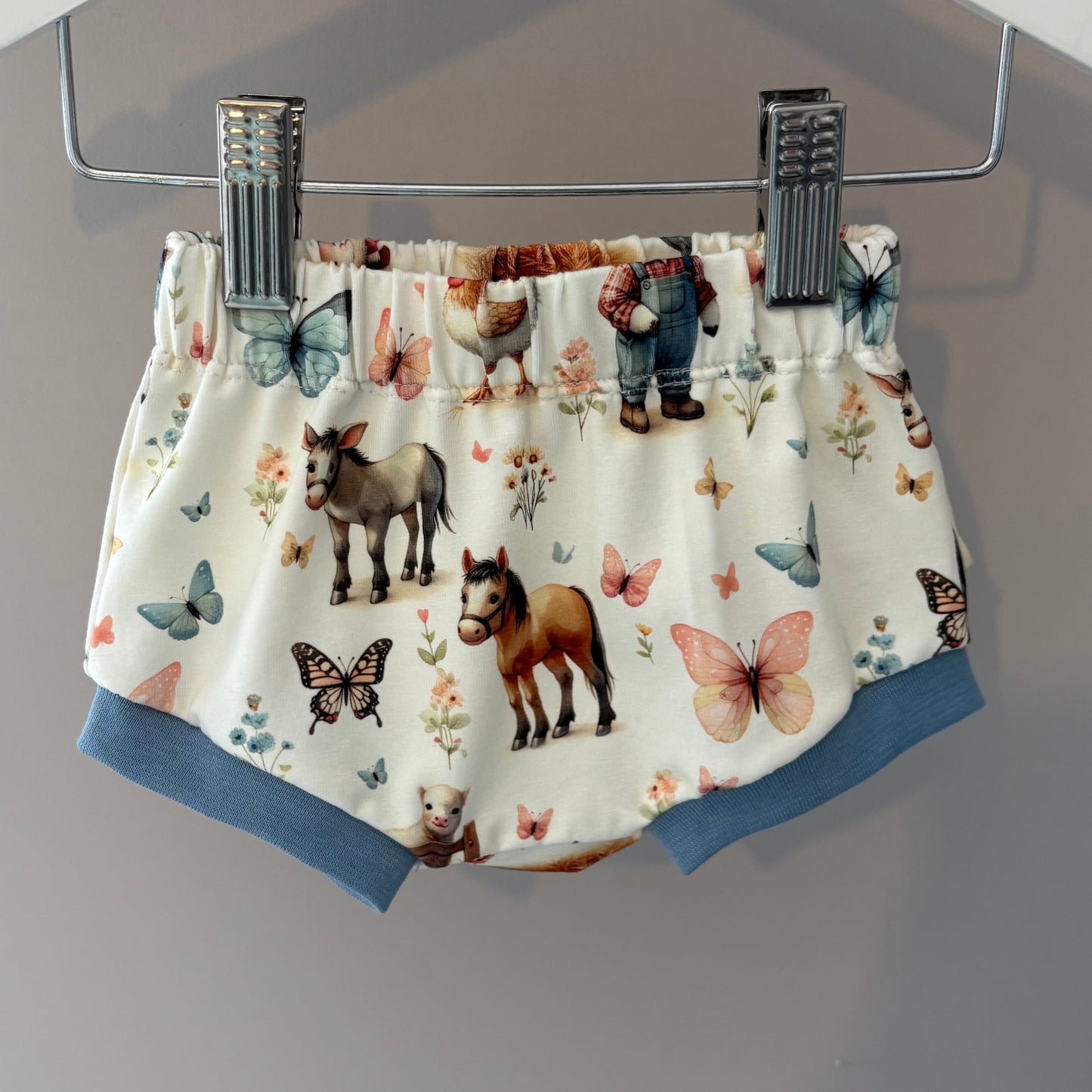 On The Farm Print Organic Jersey Shorts (Handmade To Order)