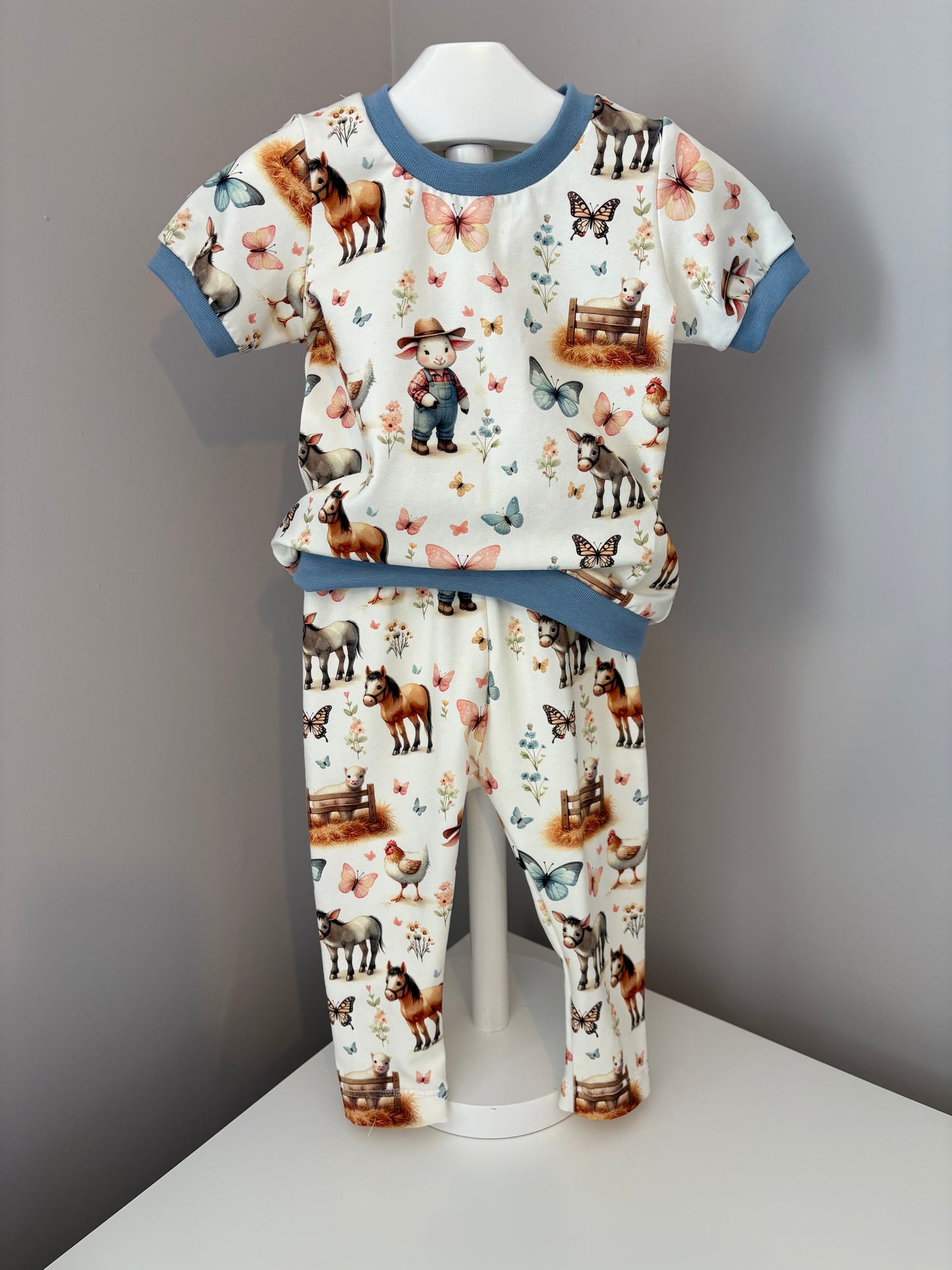On The Farm Print Organic Jersey T-Shirt (Handmade To Order)