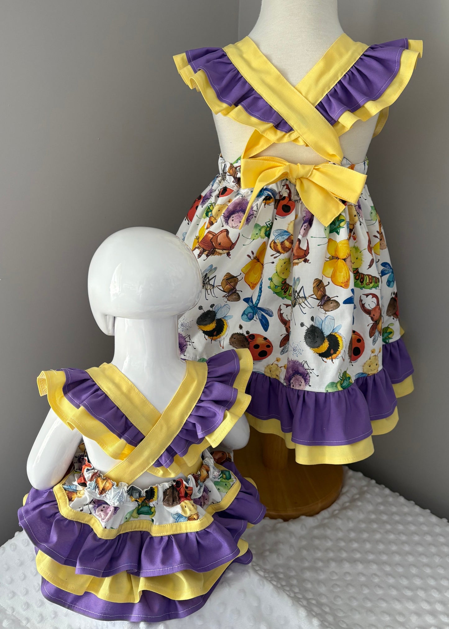 Age 2-3 | Happy Bugs | Handmade Bellevue Dress | Discontinued Print | READY TO POST