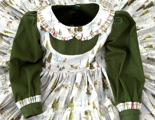 Winter dress with peter pan collar and pin tuck detail