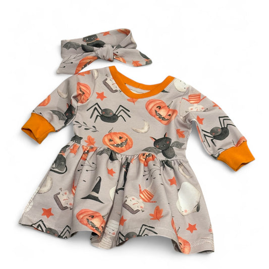 3-6 Months | Halloween | Handmade French Terry Candy Dress | READY TO POST