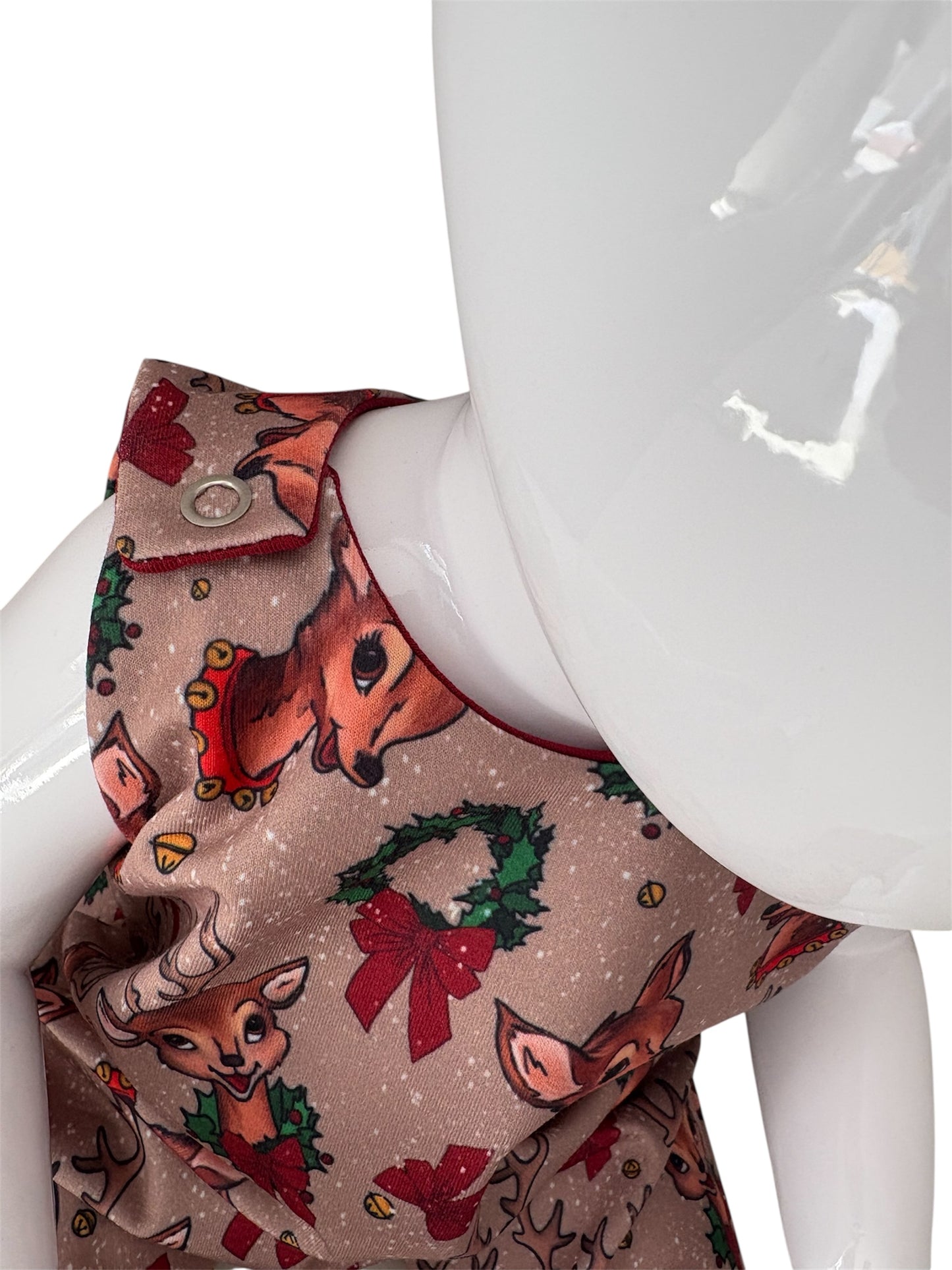 Handmade Vintage Reindeer Print Playful Romper (Ready To Post)