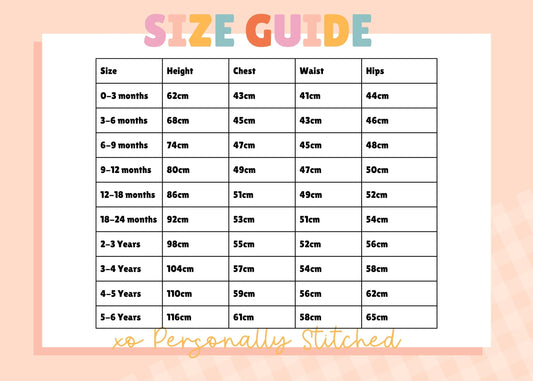 romper size chart