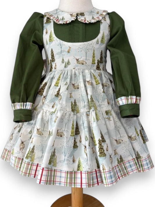 Santa’s Tree Farm | Handmade Woven Cotton Liberty Dress | READY TO POST