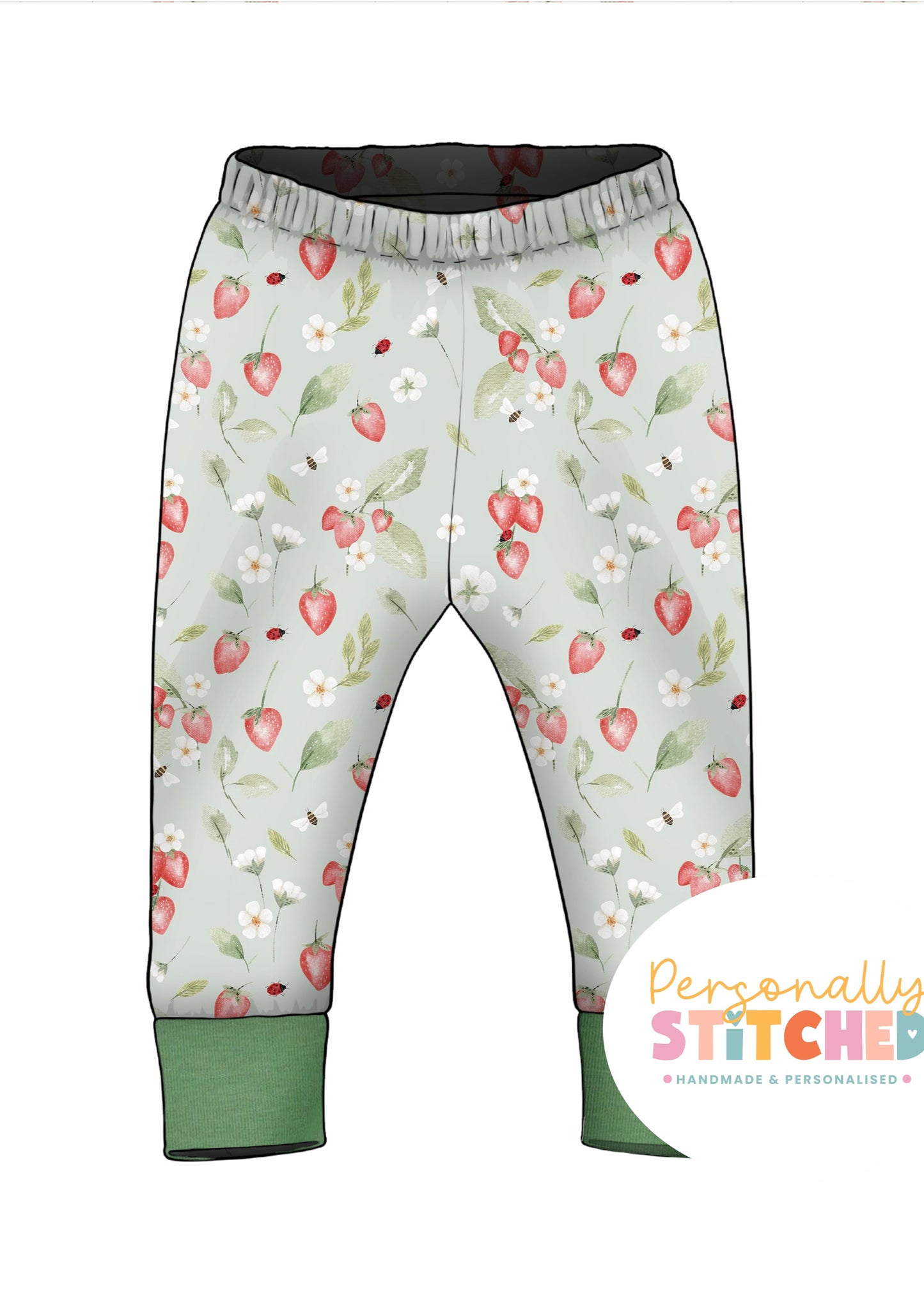 Strawberry Meadow Organic Cotton Jersey Cuff Leggings