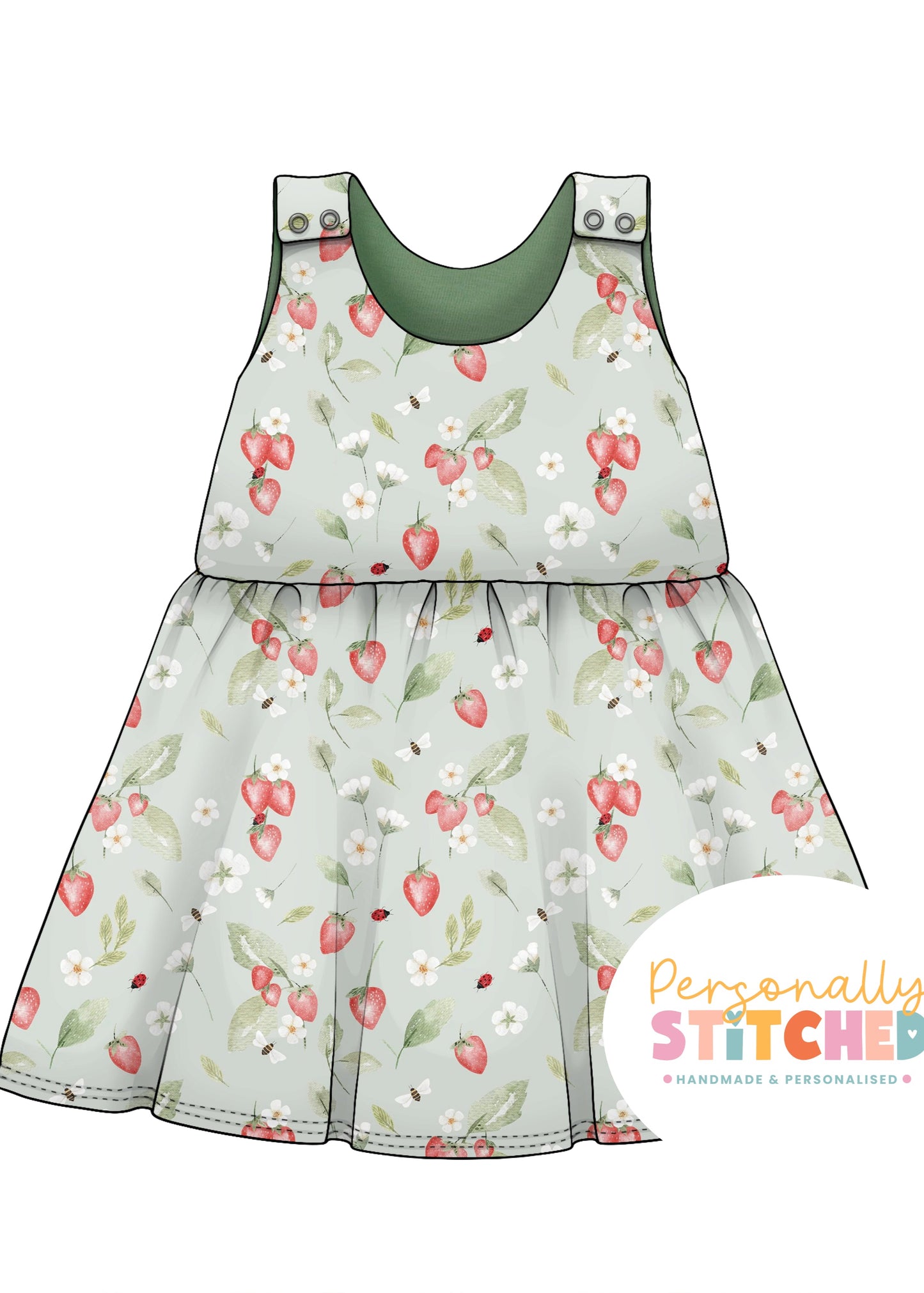 Strawberry Meadow Print French Terry Blossom Dress