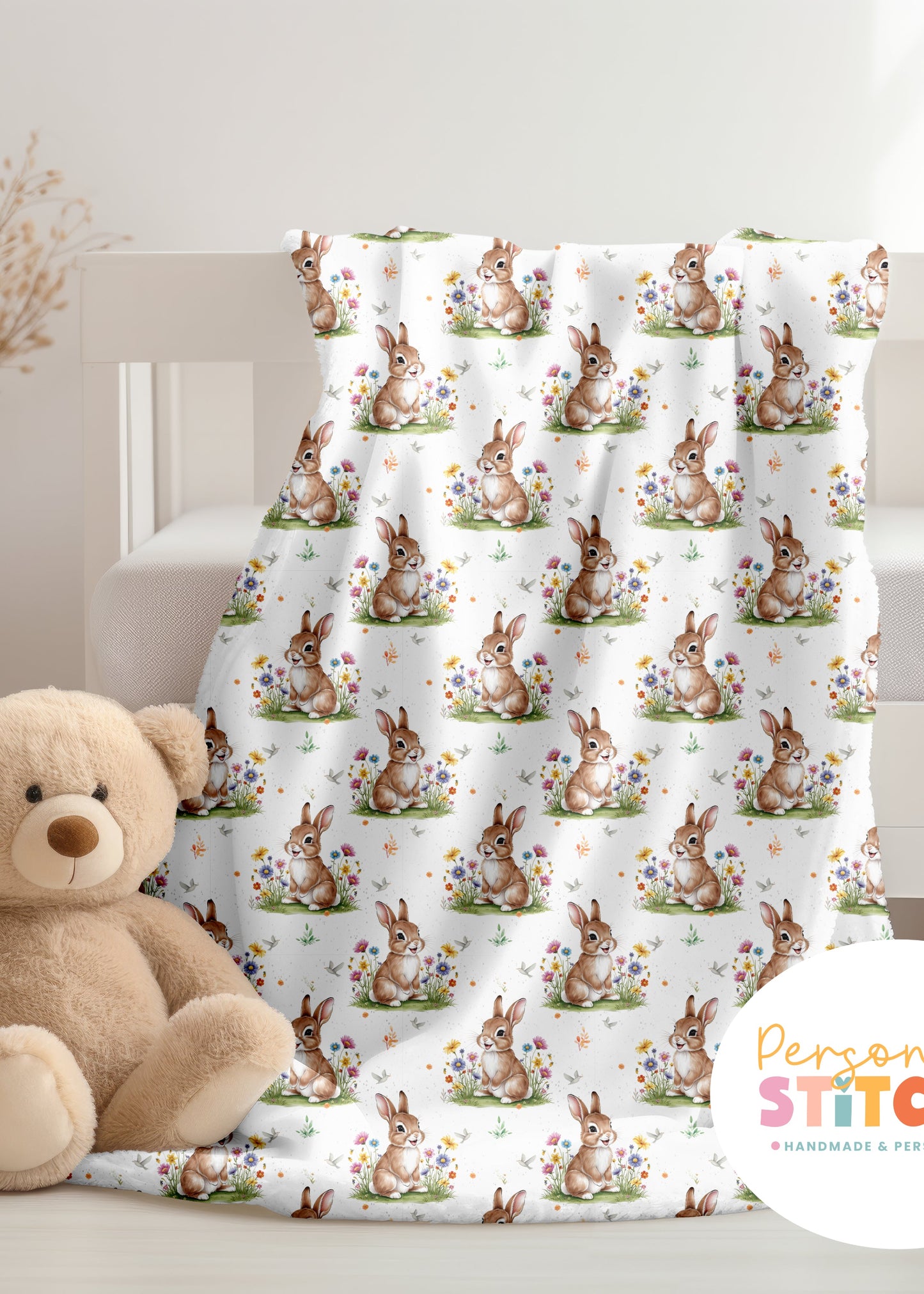 Exclusive Cutie Rabbit Print Handmade Baby Blanket