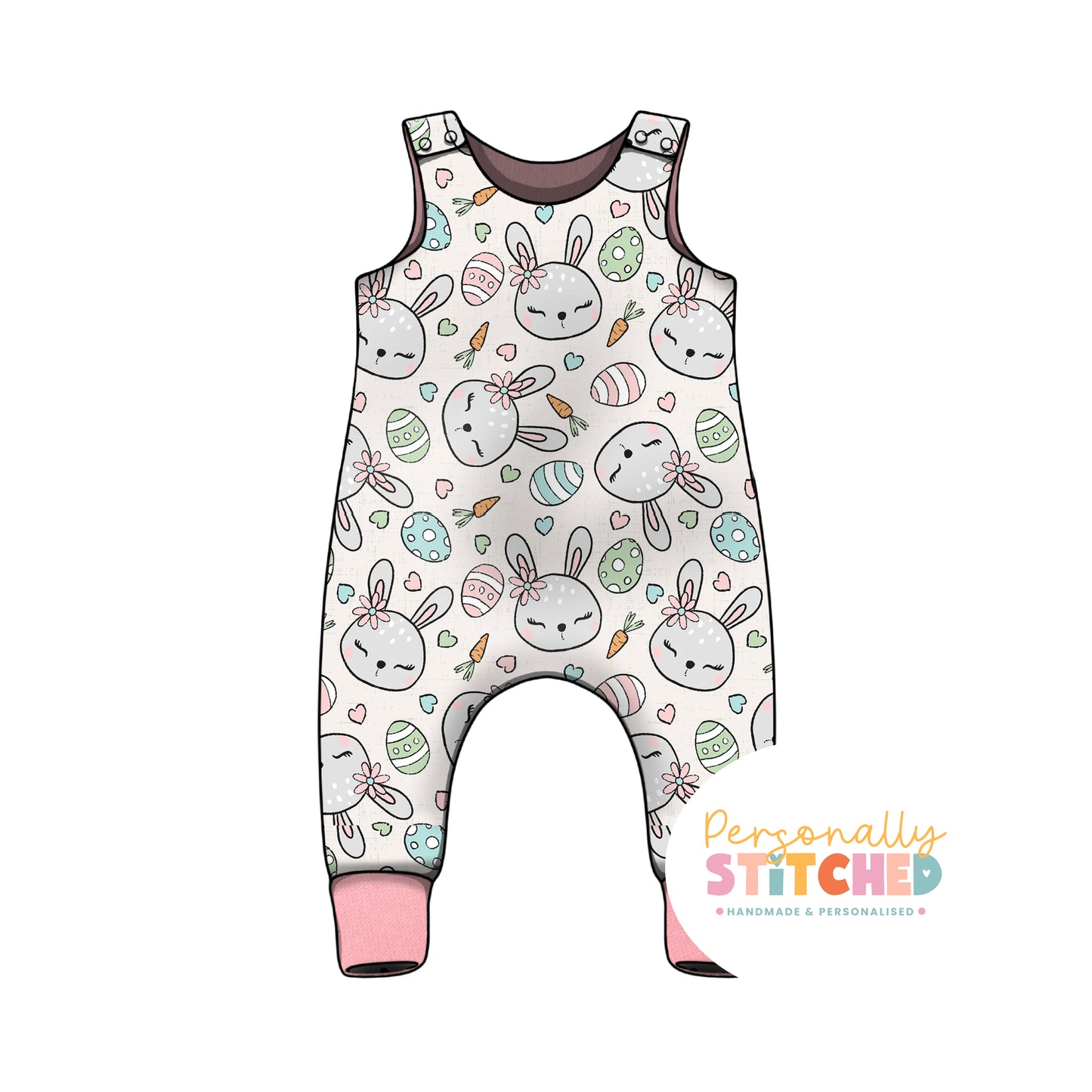 MISS Bunny Print French Terry Romper