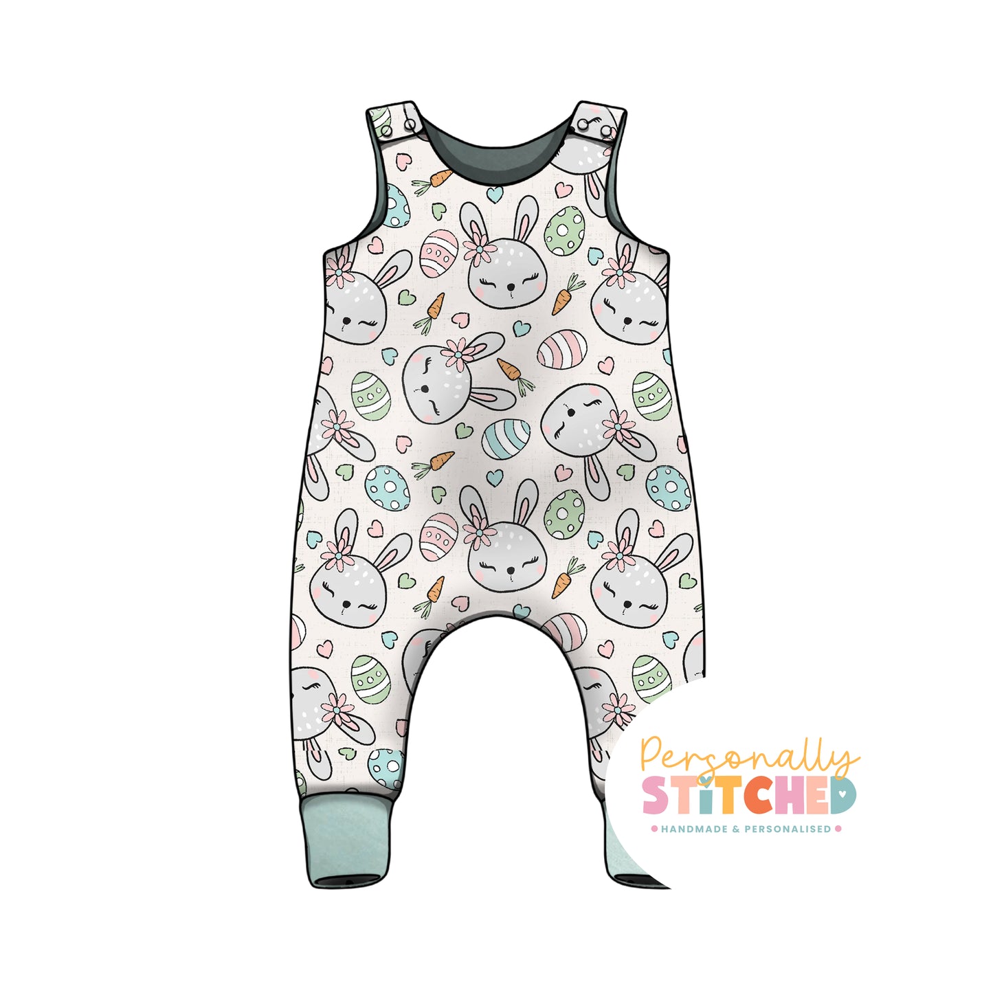 MISS Bunny Print French Terry Romper