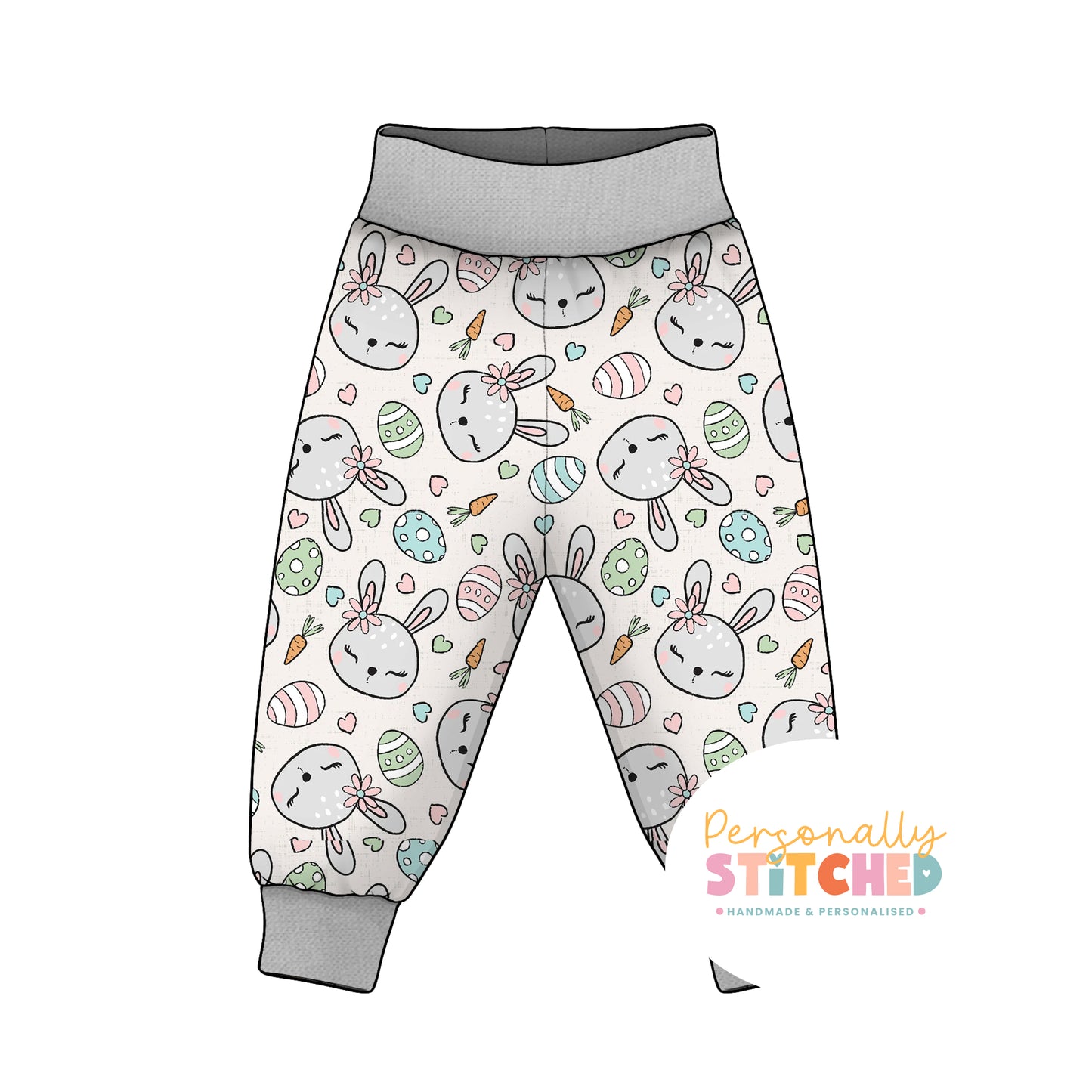 MISS Bunny Print French Terry Relaxed Fit Yoga Waist & Cuff Joggers