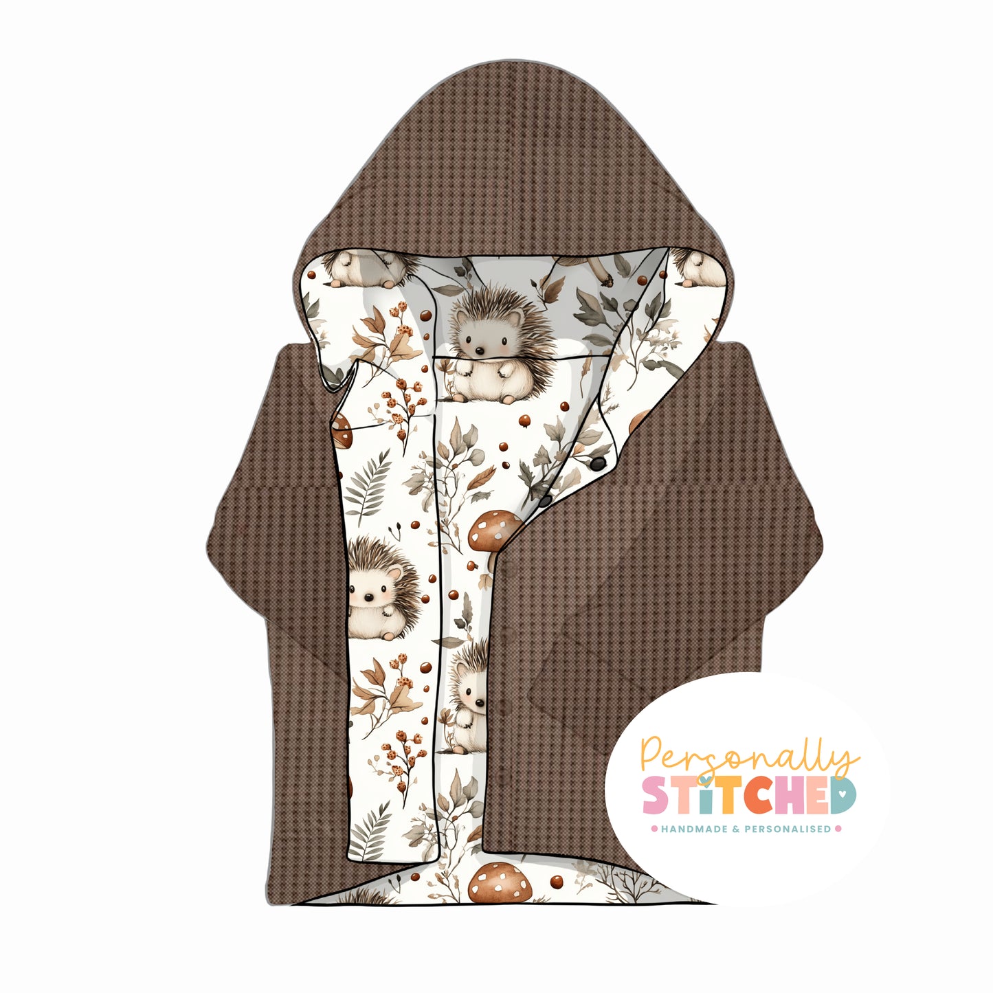 Exclusive Hedgehog Print & Waffle Knit Hooded Cardigan