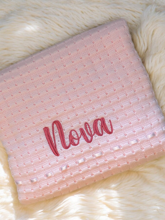 Luxury Embroidered Waffle Shawl With Ribbon | Personalised